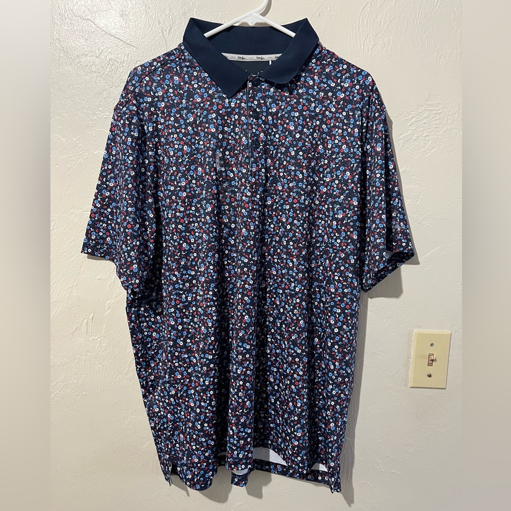 Men's Navy Floral Polo Shirt